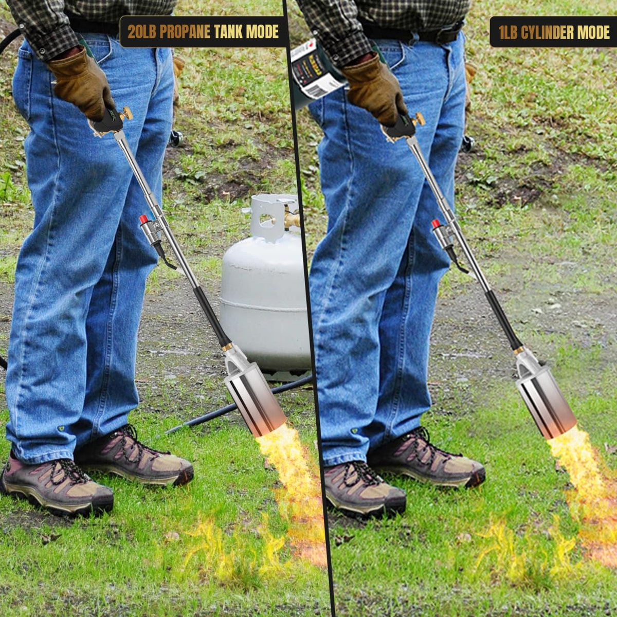 GasBRUH 360,000 BTU weed torch flame up to 30 inches for fast weed control