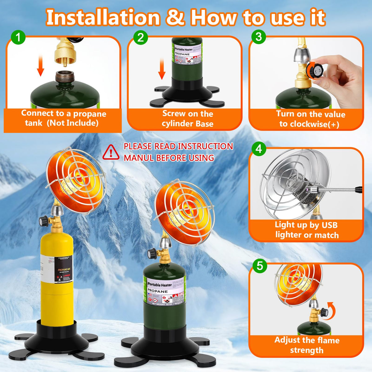 GasCalorix heater beside a tent creates a cozy outdoor dining spot.
