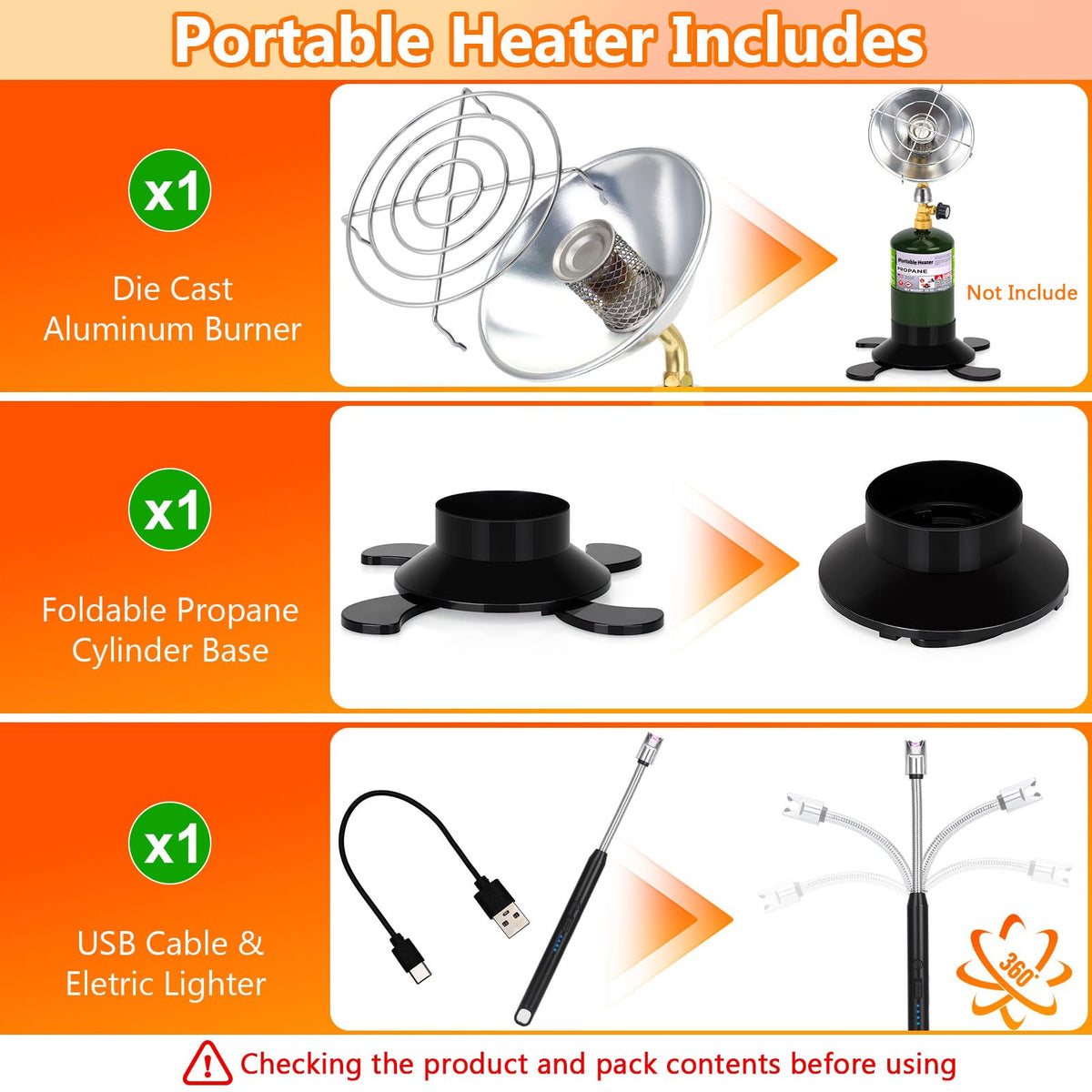 GasCalorix heater controls shown for adjustable warmth in outdoor settings.