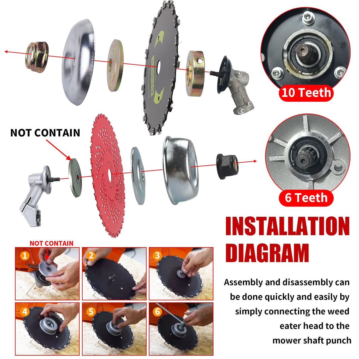 Gashwer carbide tipped blades 9in 36 teeth install easily on compatible trimmers.
