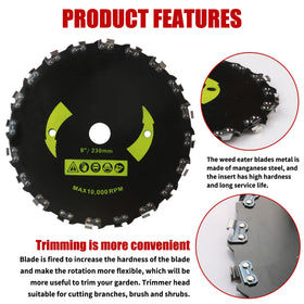 Gashwer round chainsaw blades 9in 20T for precise branch trimming.
