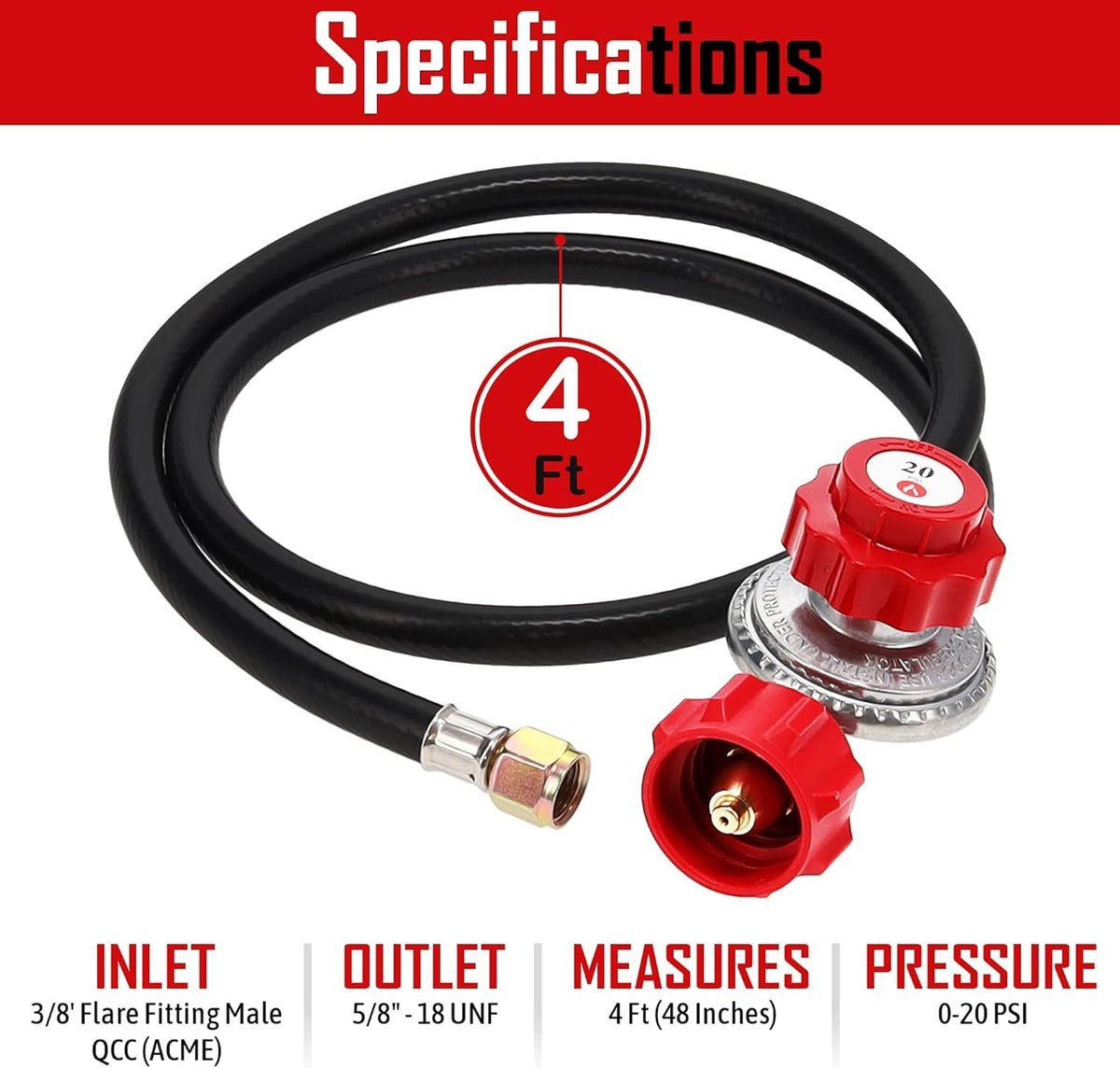Gas One 2109-RED hose end with QCC-1 fitting for secure tank connections.