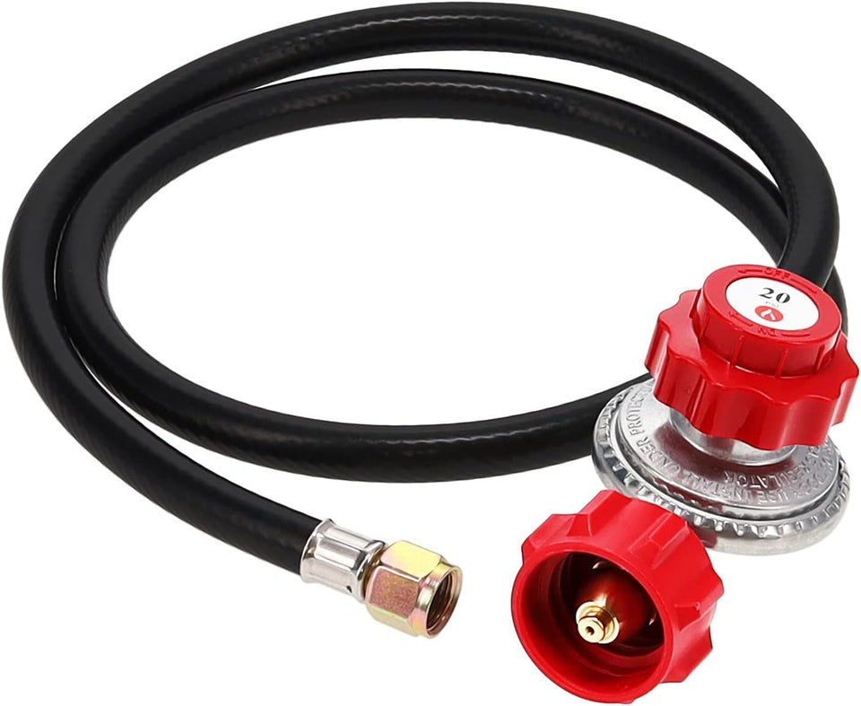 Gas One 2109-RED regulator with red knob for precise 0-20 psi control.