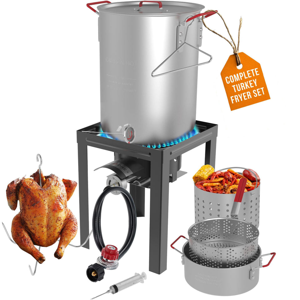 Gas One 30qt turkey fryer pot for high-heat outdoor frying and flavor infusion