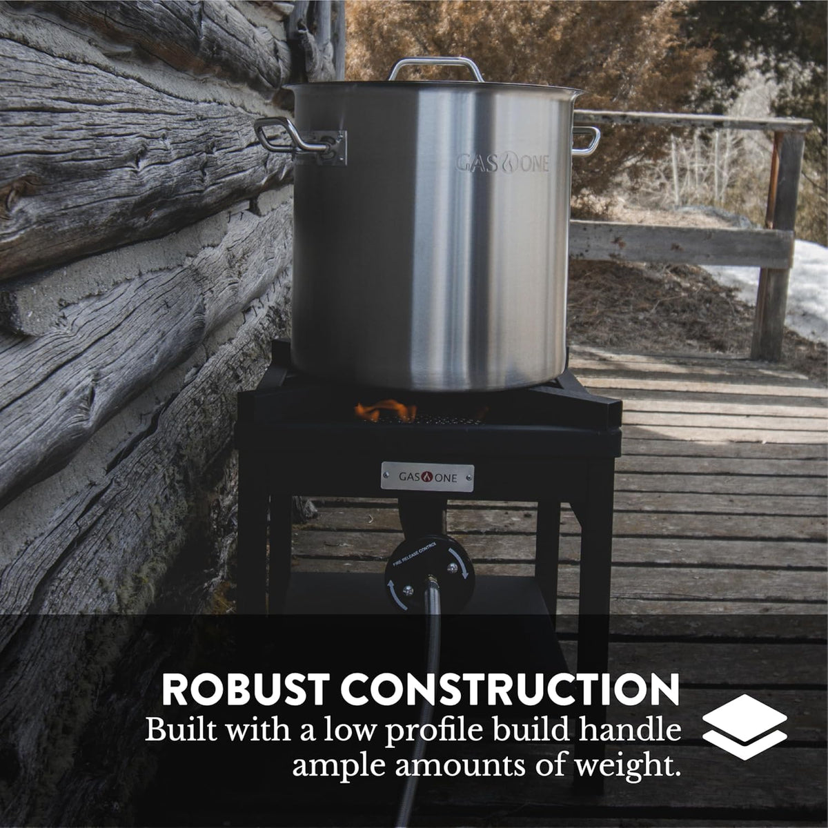 Gas One B-5350A cast-iron burner head delivers durable heat.