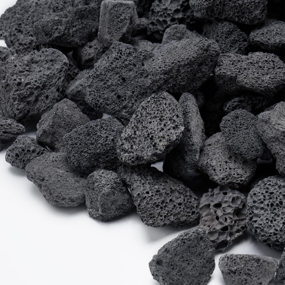 GASPRO 10 lb lava rocks create a stable fire pit base (1–3 inches).