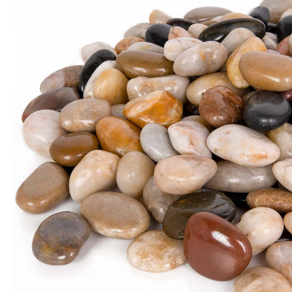 GASPRO 15lb polished river rocks in planters add natural shine for potted plants.