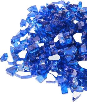 GasPro 20lbs cobalt blue fire glass pour—reflective surface for ambiance and heat feel.