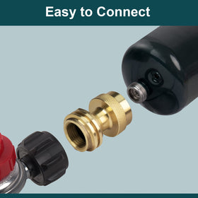 GasPro easy-installation propane adapter simplifies connecting small tanks.
