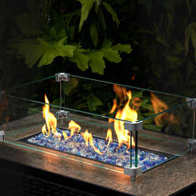GASPRO fire pit glass close-up shows 3/4-inch beads with reflective shine.