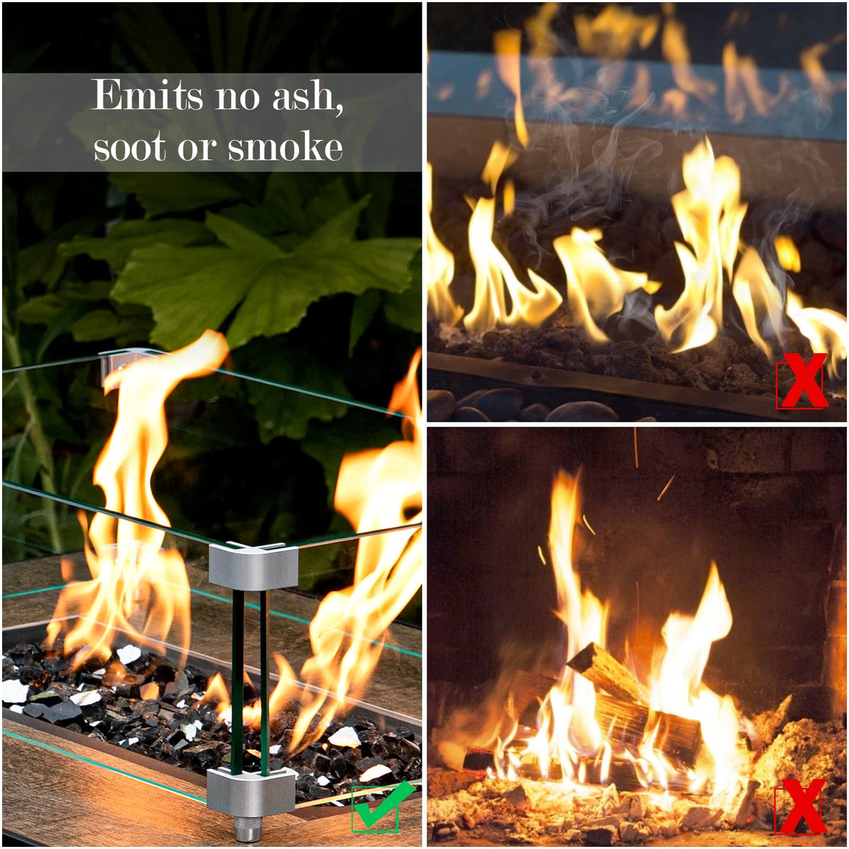 GASPRO heat-resistant fire glass withstands up to 1300°F for durable use