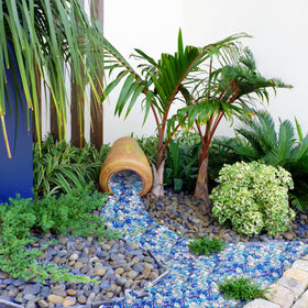 GASPRO fire glass for landscaping adds sparkle to paths and water features.