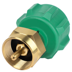 GASPRO propane refill adapter close-up shows brass build for safe 1 lb bottle refills
