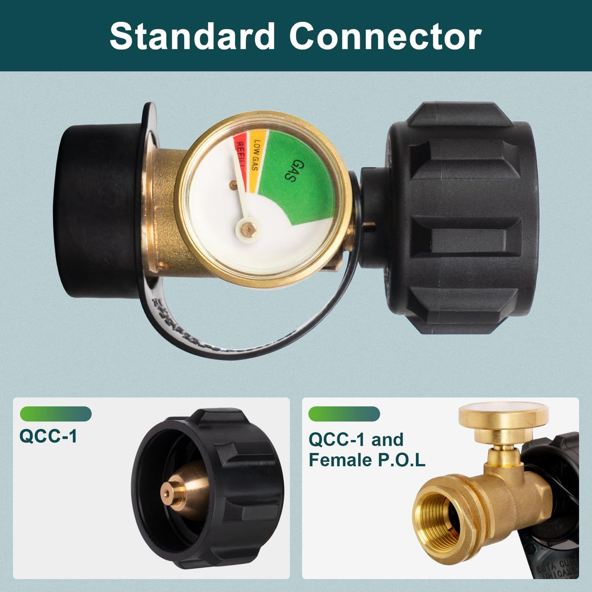 GASPRO propane tank gauge with Type1 connector ensures versatile compatibility