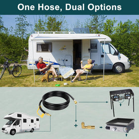 GASPRO 12 ft hose provides extended reach around campsite setups