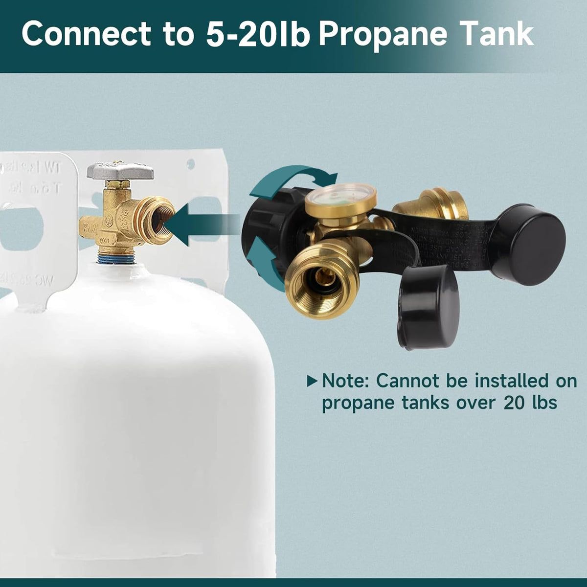 GASPRO universal-fit propane splitter ready for grills, stoves, pits, and heaters.