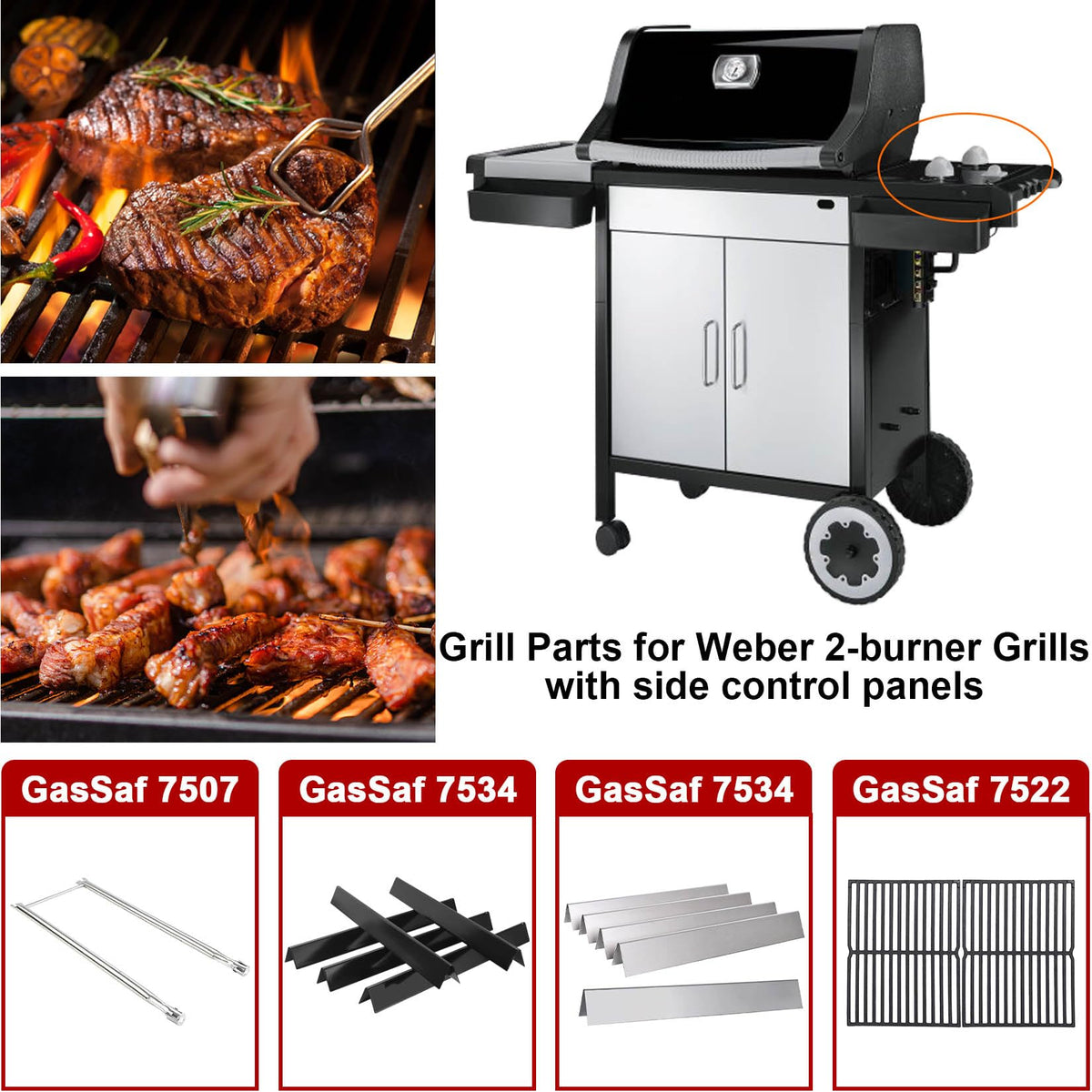 GasSaf 21.5-inch stainless flavor bars ready for grilling