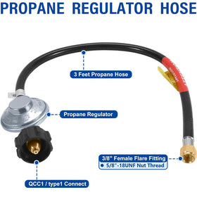 GasSaf regulator hose on Blackstone griddle enables reliable cooking temperatures