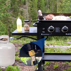 GasSaf hose links camping stove for quick propane supply