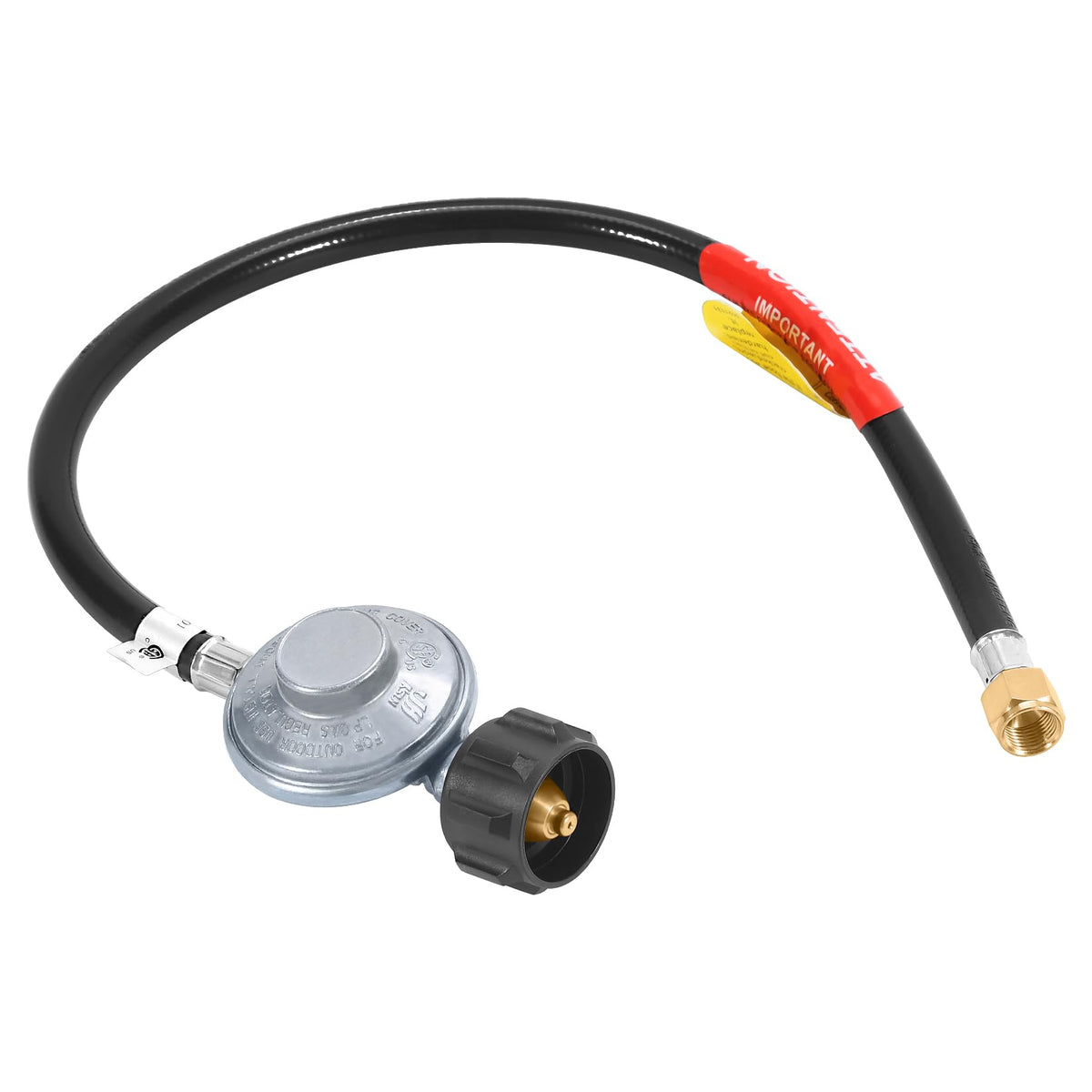 GasSaf 2ft regulator hose attached to Weber grill for stable flame control