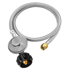 GasSaf 6ft propane regulator and hose ready for precise outdoor flame control during grilling