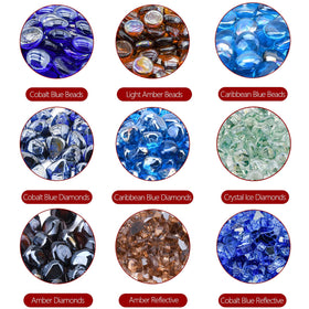 GasSaf blue fire glass beads serve as stylish centerpiece decor for bowls.