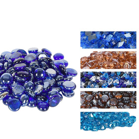 GasSaf blue fire glass beads replace logs and lava rocks for a cleaner look.
