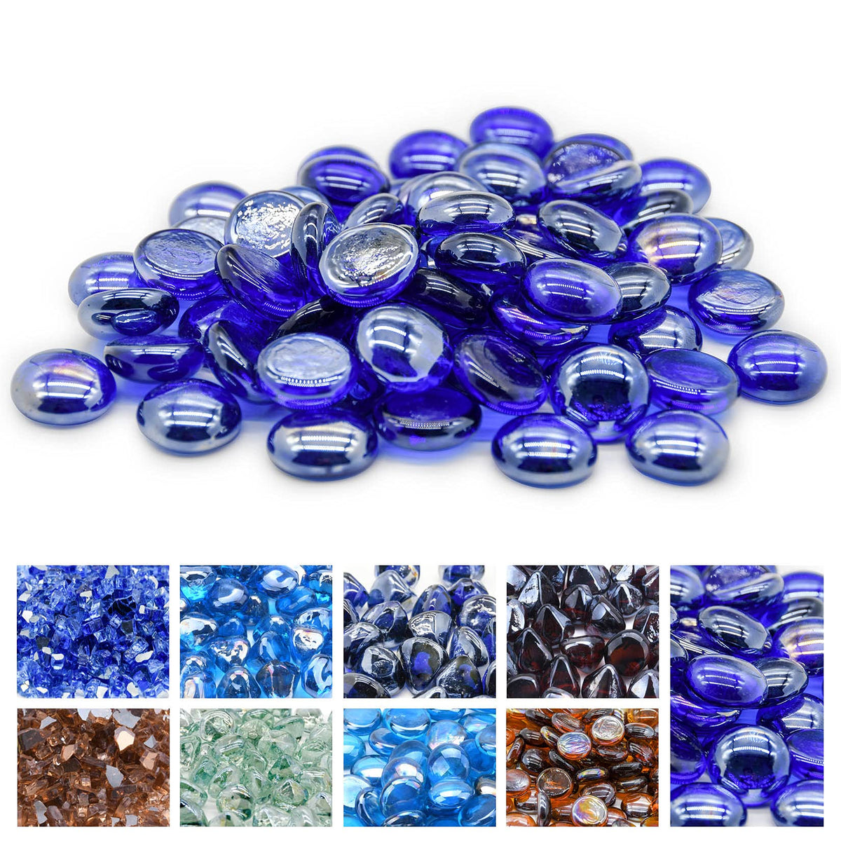 GasSaf blue fire glass beads illuminate outdoor pits with cobalt sparkle for cozy evenings.