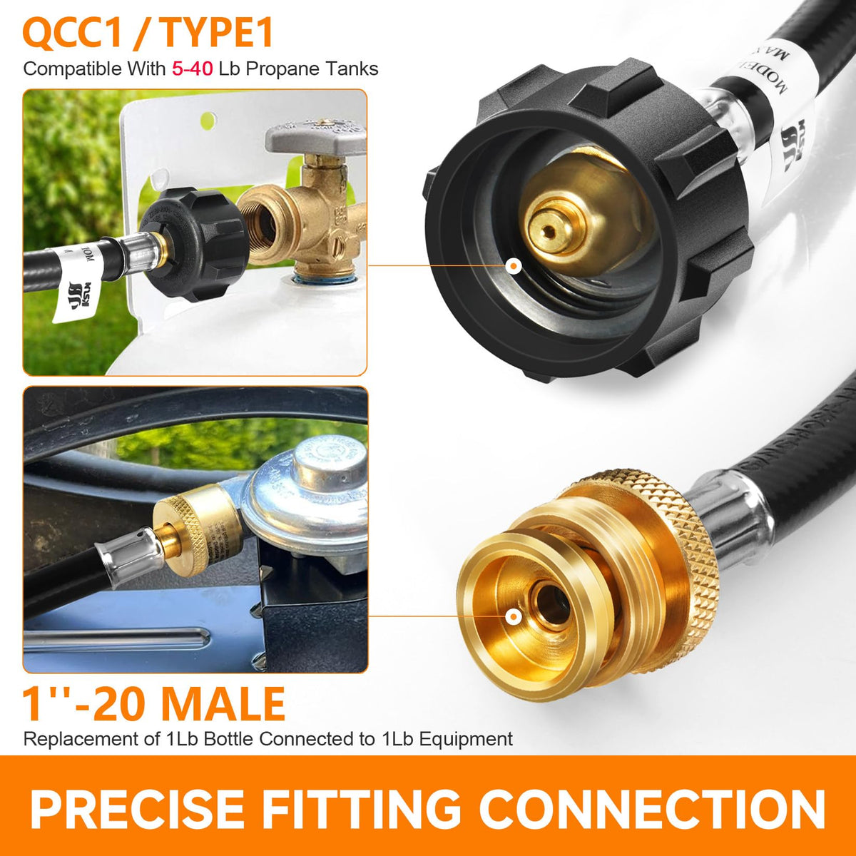 GasSaf brass high-pressure hose demonstrates durable leak-free propane connections