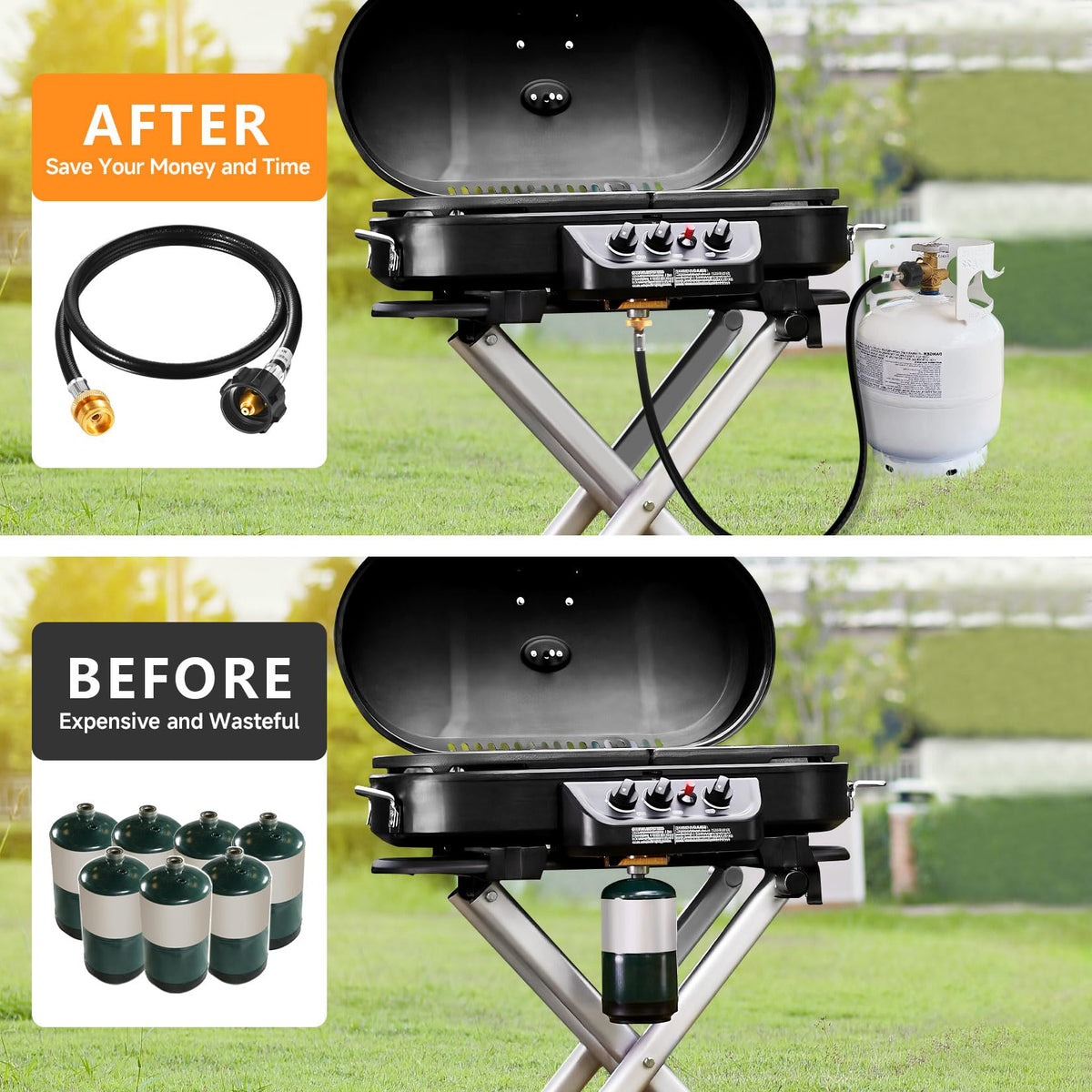 GasSaf camping-stove and grill hose supports portable meals on camping trips