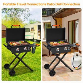 GasSaf Regulator mounted on Blackstone 17/22 in tabletop griddle showing compatibility.