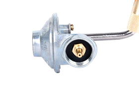GasSaf regulator knurled dial enables tool-free installation on Blackstone griddle.