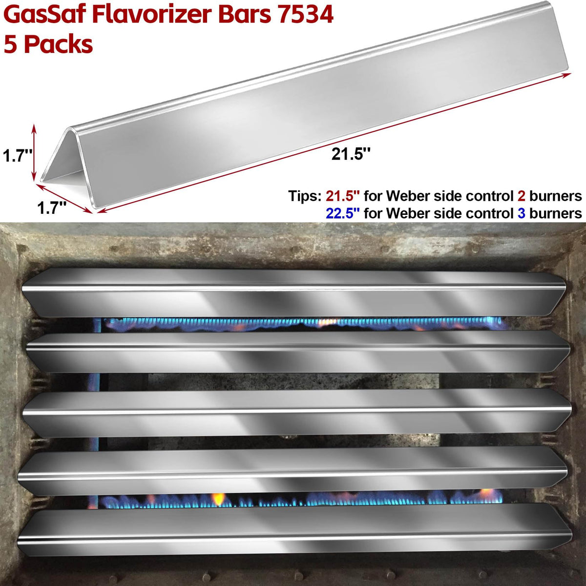 GasSaf flavor bars compatible with Weber Spirit 200 Series