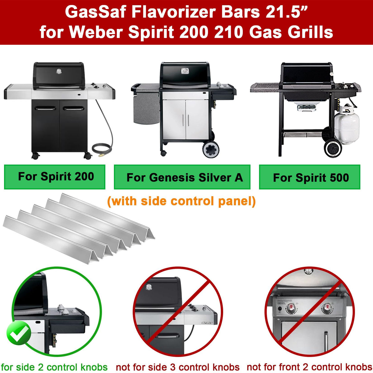 GasSaf flavor bars for Weber Spirit 500 grilling performance