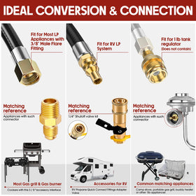 GasXpert 1lb tank adapter assembly for portable grills.