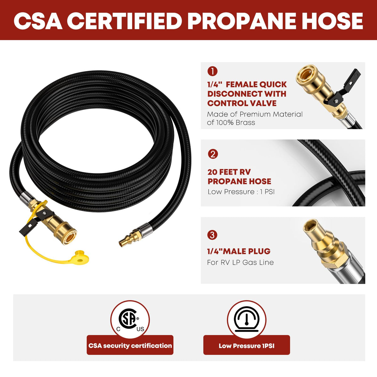 GasXpert brass quick-connect fittings ensure sturdy connections and reliable flow.