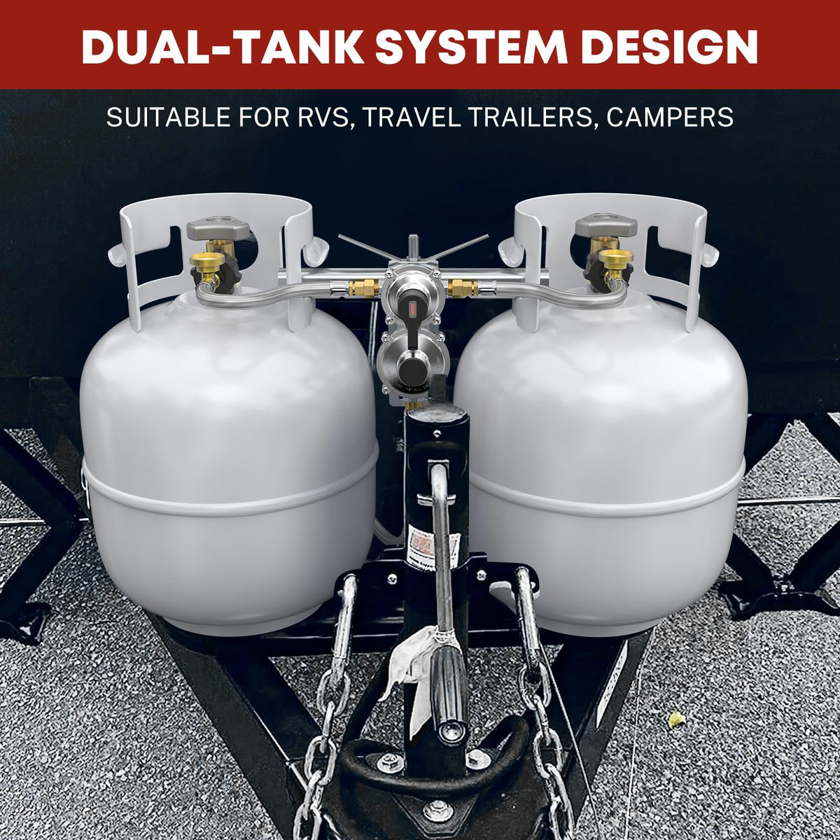 GasXpert dual-tank connection demonstrates seamless dual-tank RV setup.
