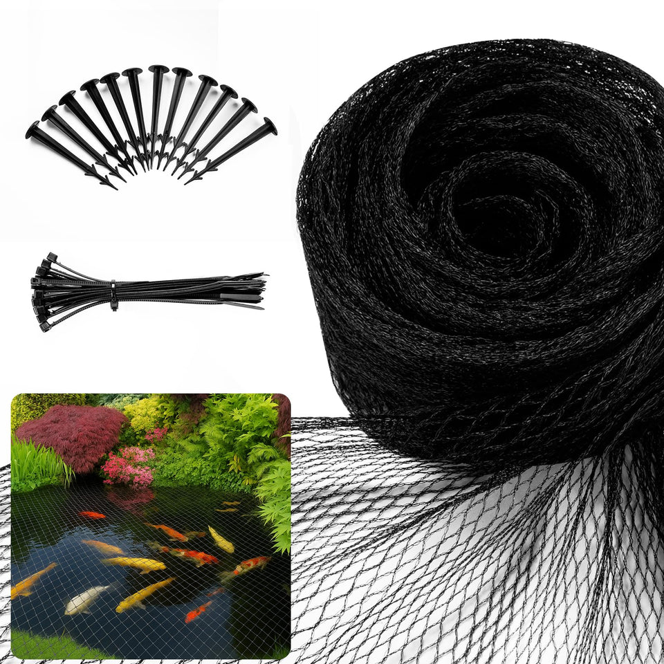 GasXpert pond netting overview showing koi pond protection and visibility
