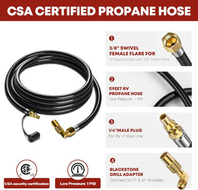 GasXpert RV propane hose quick-connect for easy appliance hookups.