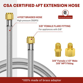 GasXpert stainless braided extension hose highlights durability and secure connections.