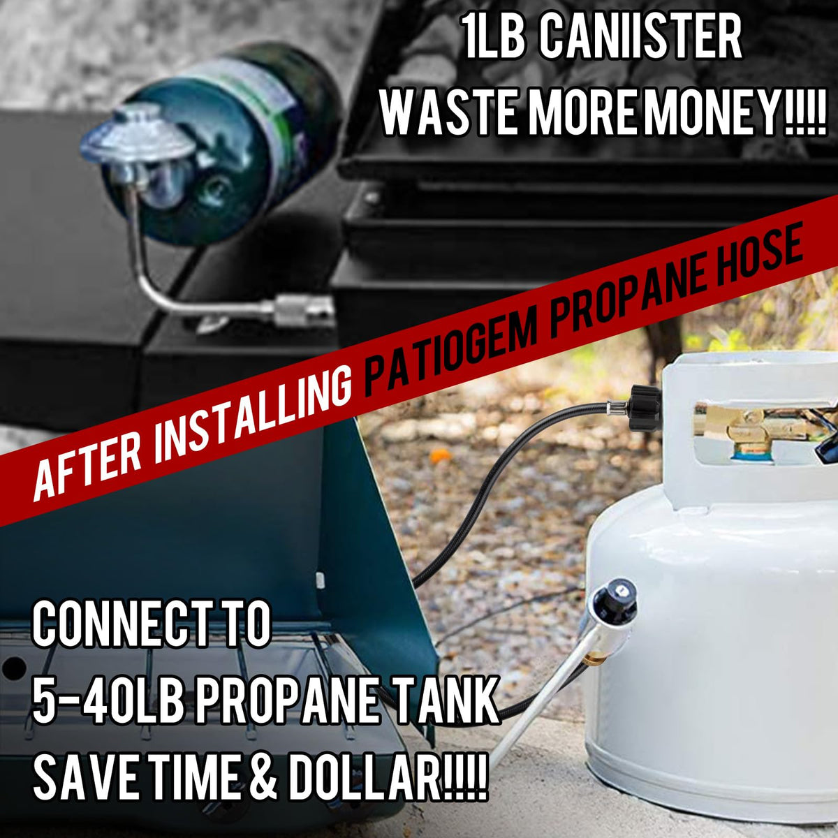 GasXpert hose compatible with Weber Q grills and Coleman stoves