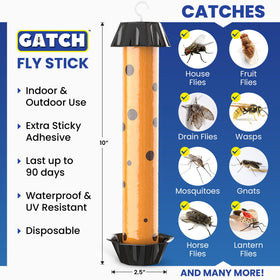 GATCH fruit fly trap adhesive close-up showing secure grip on pests.