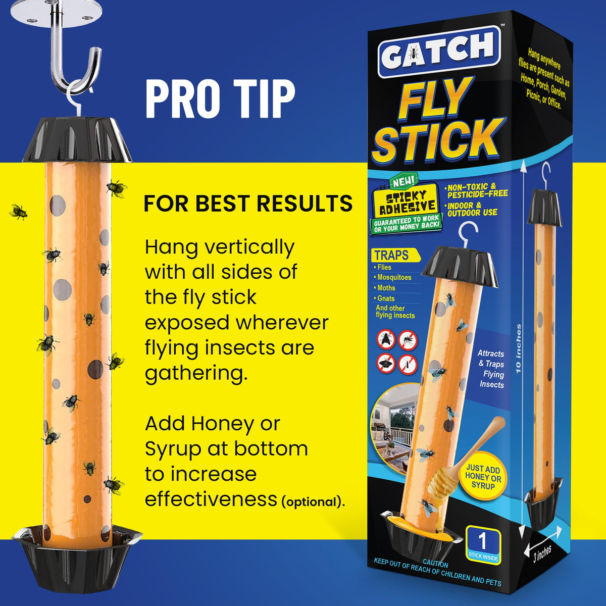 GATCH fruit fly trap night use highlighting continuous pest protection.
