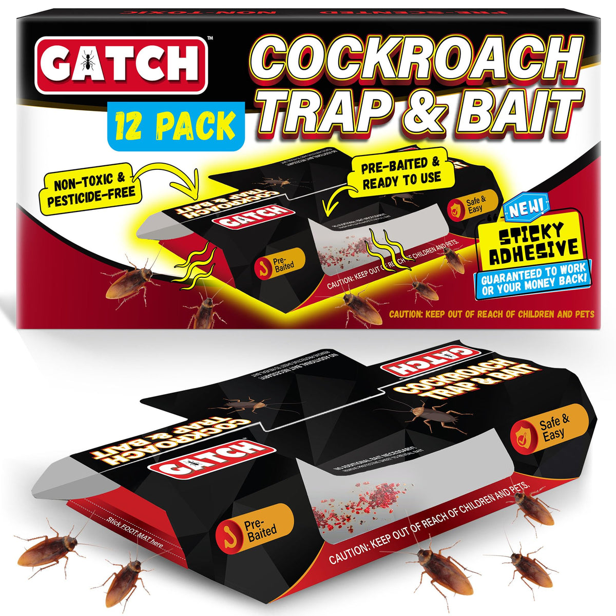 GATCH roach traps indoor 12-pack ready to capture roaches and protect living areas