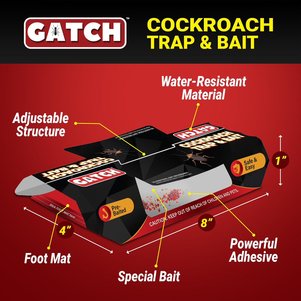 GATCH sticky baited traps showing strong adhesive for catching pests