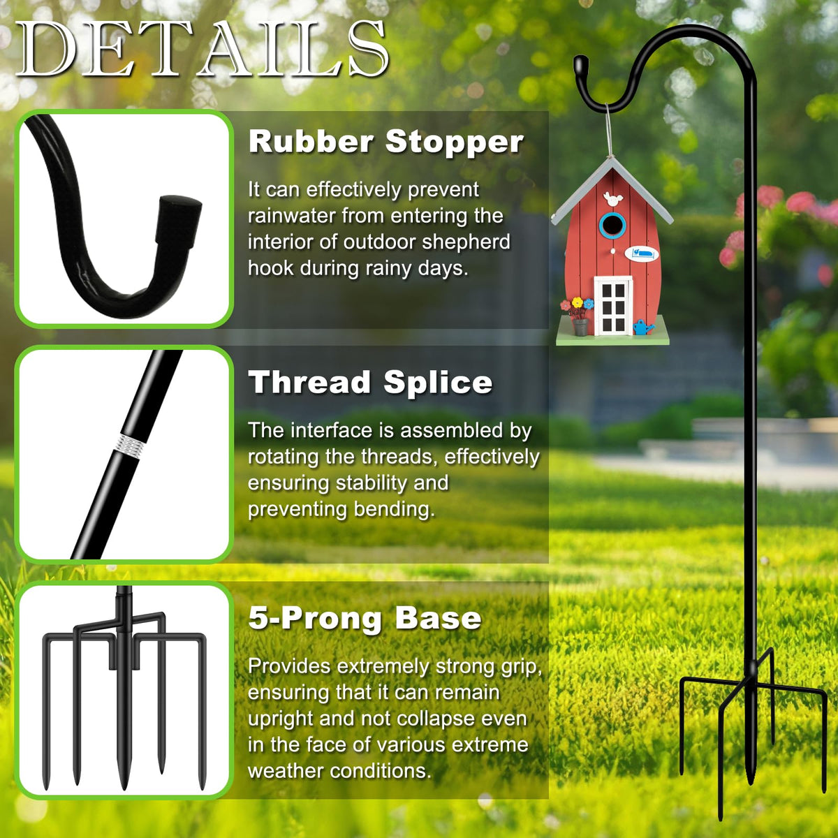 GATSUNS solar lantern hanger attaches lights for evening ambiance.
