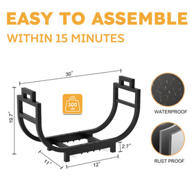 GAVISCITY firewood rack handles close-up, easy transport with ergonomic dual handles.