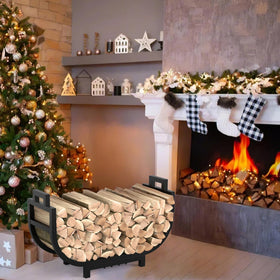 GAVISCITY firewood rack indoors near fireplace, clean, organized firewood storage.