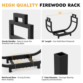 GAVISCITY firewood rack side view 30inch, shows wide capacity and arched supports.