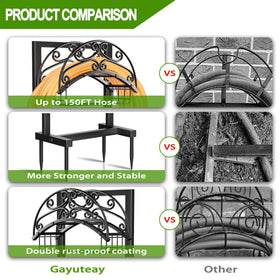 Gayuteay hose holder freestanding design provides portable outdoor utility
